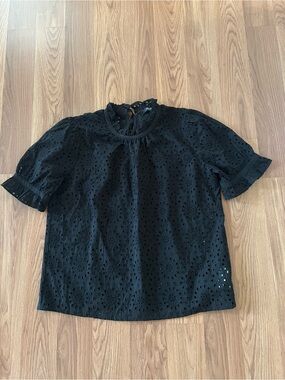 NWT Madewell Black Eyelet Short Sleeve Top
